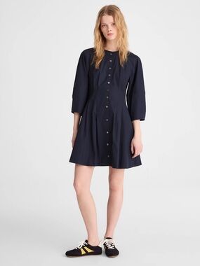 Madewell Sculptural-Sleeve Pleated Mini Dress